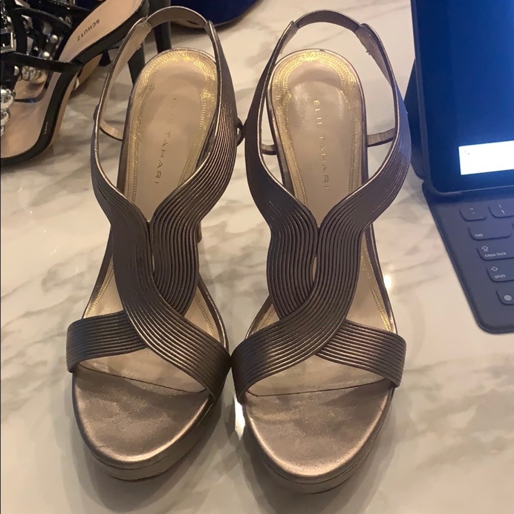 Ellie Tahari Metallic Celia Slingback Heels